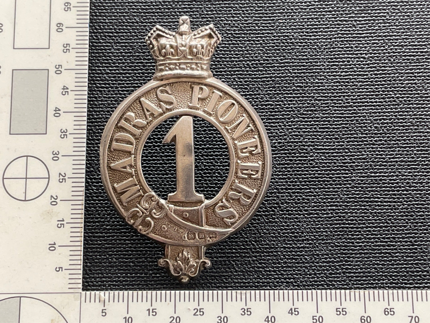 QVC 1st Regiment of Madras Infantry (Pioneers) cap badge.