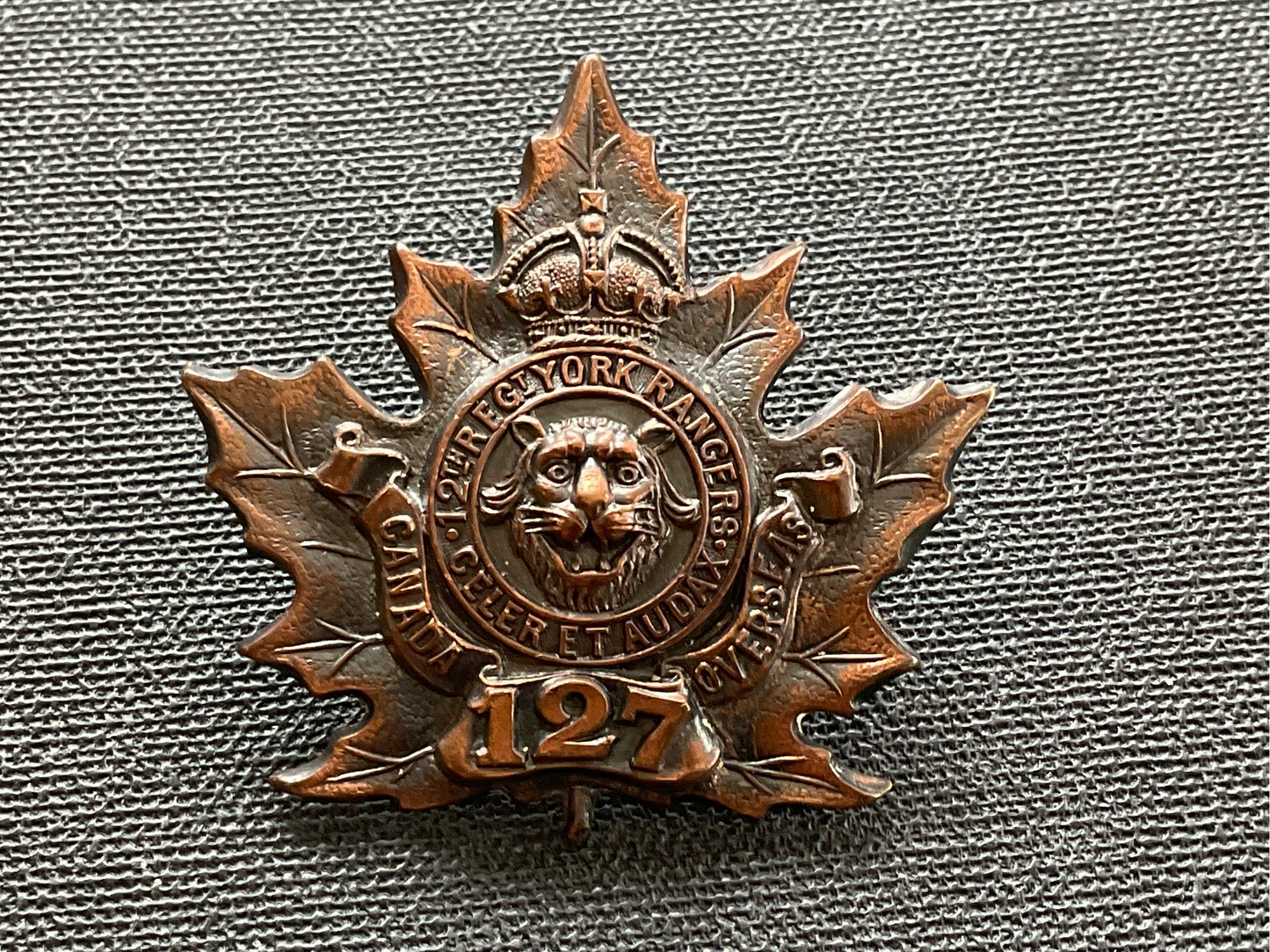 WW1 CEF 127th Infantry Battalion cap badge